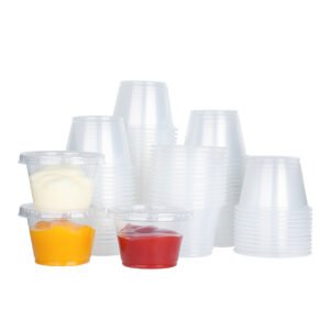 2.5oz（70ml）Disposable Plastic Sauce Cups with Lids Bulk